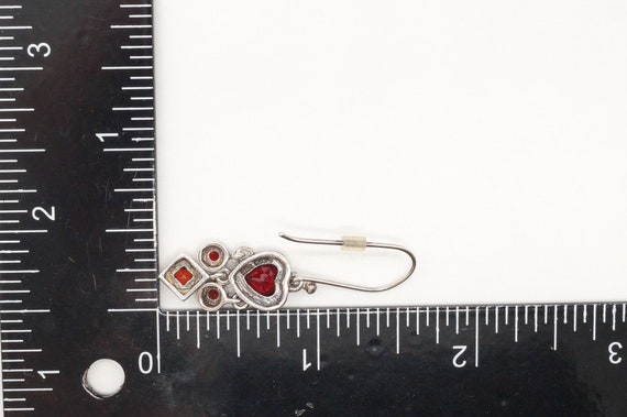 Vintage Garnet Hearts Sterling Silver Earrings - image 10
