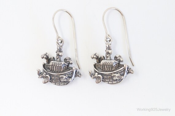 Vintage Noahs Ark Sterling Silver Earrings - image 5