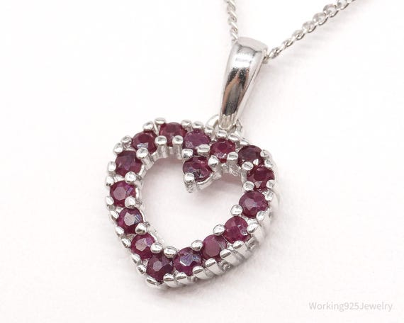 Vintage Designer Ross Simons Ruby Heart Sterling … - image 1