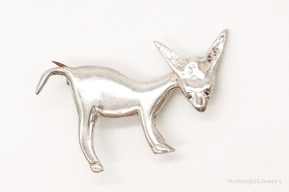 Antique Mechanical Donkey Sterling Silver Brooch … - image 3