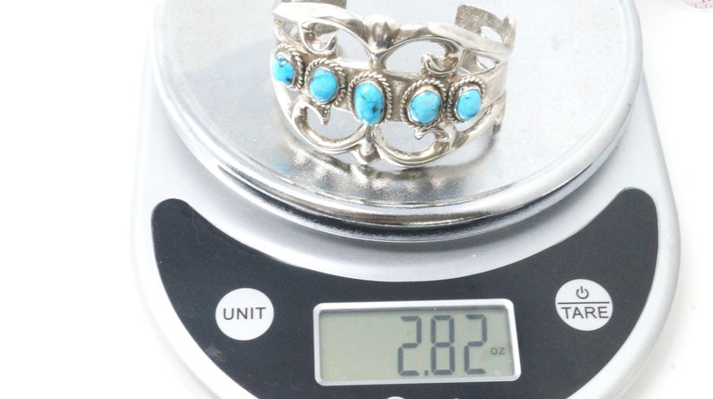 Vintage Native American Sand Cast Handmade Sterling Silver Turquoise Cuff Bracelet 699012076