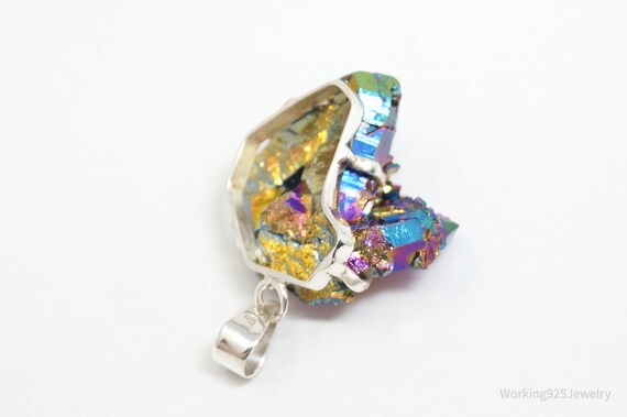 Vintage Large Rainbow Aura Quartz Sterling Silver… - image 6