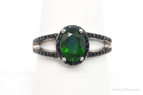 Designer JZ Lab Emerald Black Onyx Art Deco Sterl… - image 2