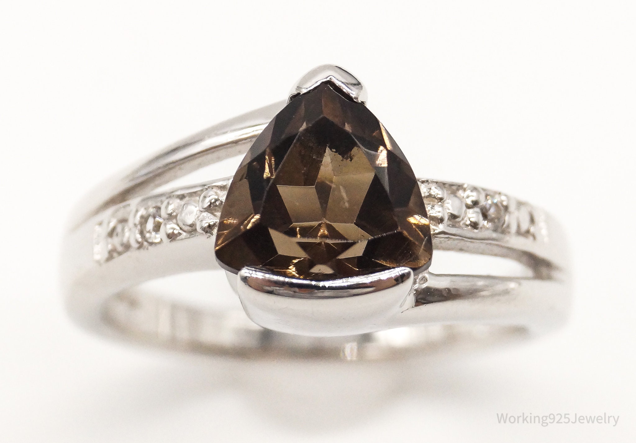 Vintage Smoky Topaz Cubic Zirconia Sterling Silver Ring