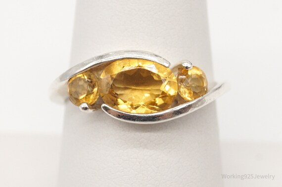 Vintage Citrine Sterling Silver Ring - Size 7.5 - image 3