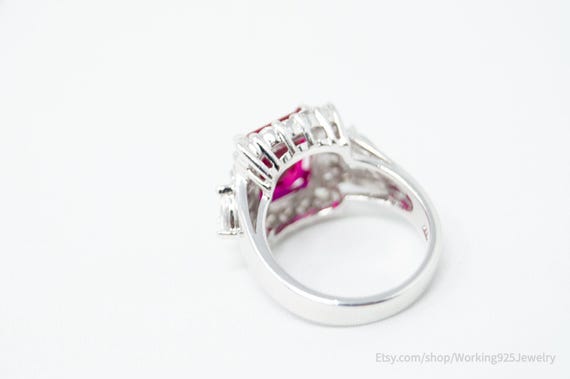 Vintage Designer Lab Ruby CZ Statement Sterling S… - image 6