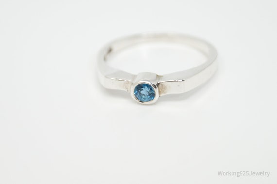 Vintage Deco Style Blue Topaz Sterling Silver Rin… - image 4