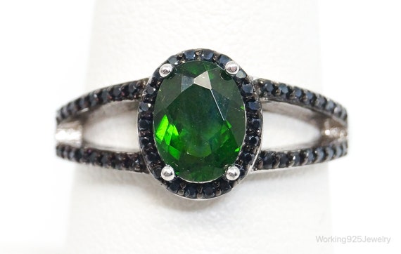 Designer JZ Lab Emerald Black Onyx Art Deco Sterl… - image 1