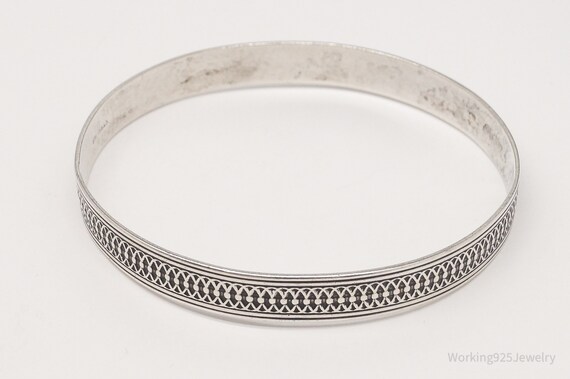 Antique Sterling Silver Bangle Bracelet - 7 5/8" - image 2