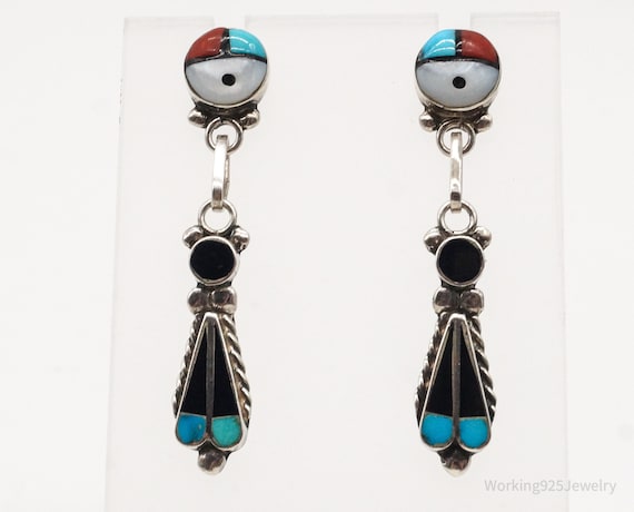 Vintage Native American Zuni Multi Gemstone Silve… - image 2