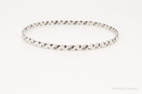 Antique Twist Sterling Silver Bangle Stack Stacke… - image 3