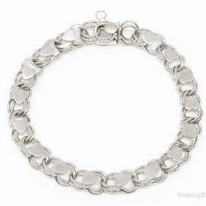 Antique Hearts Chain Link Charm Sterling Silver Bracelet
