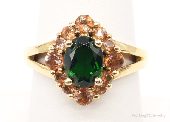 Vintage Peridot Champagne Color Stone Gold Vermei… - image 1