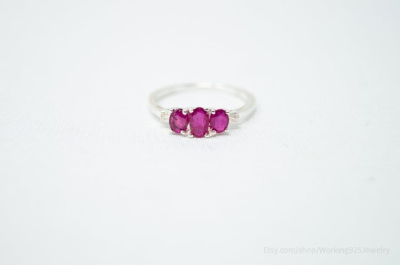 Vintage Art Deco Style Red Ruby Sterling Silver S… - image 5