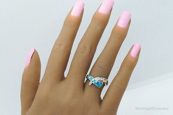 Designer AK Cubic Zirconia Opal Sterling Silver R… - image 7