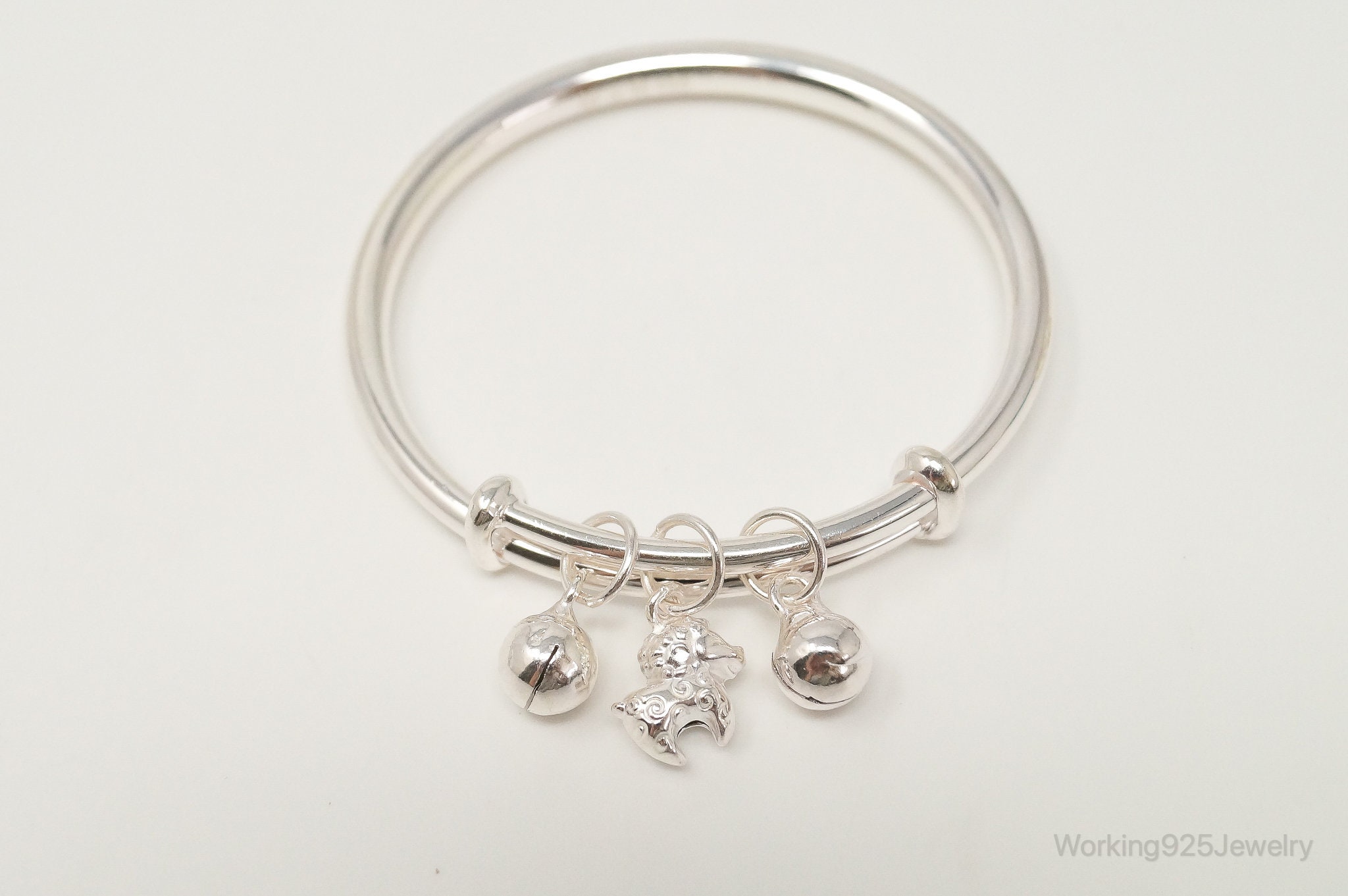 Twisted Bangle Bracelet, Silver Bell Bracelet, Pure Silver Bangle Bracelet  for Women, 999 Silver Jewel, Adjustable Bracelet, Christmas Gift -   Canada