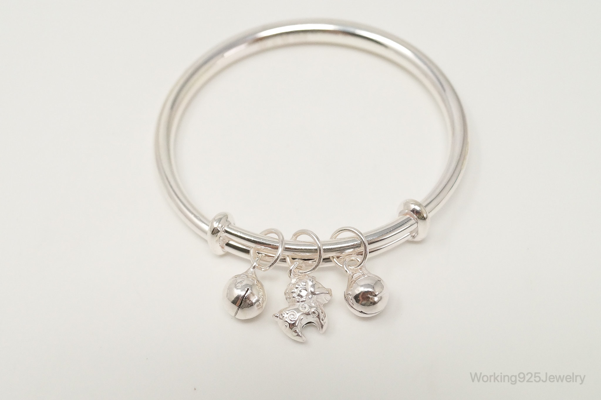 Silver bangles cheap with charms