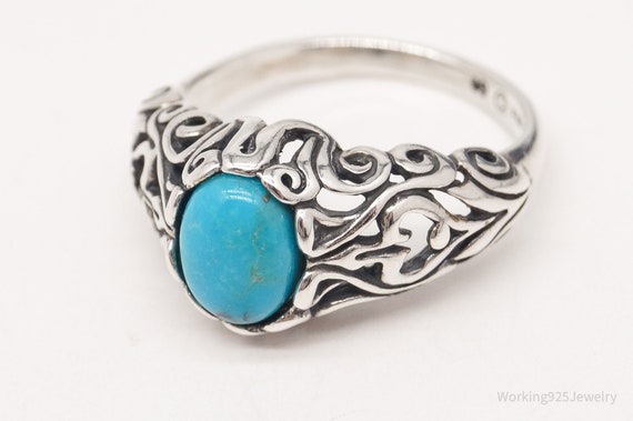 Vintage Blue Turquoise Scroll Swirl Sterling Silv… - image 4