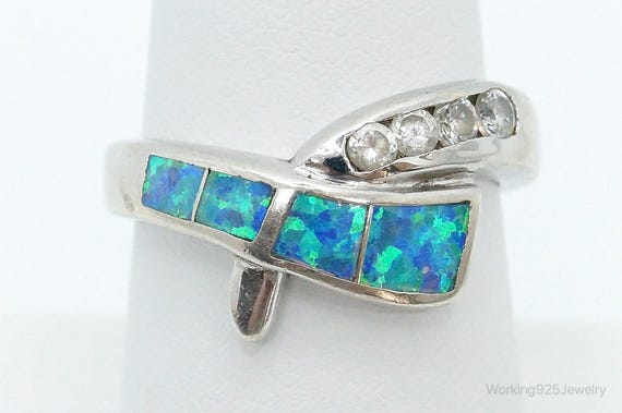 Designer AK Cubic Zirconia Opal Sterling Silver R… - image 3
