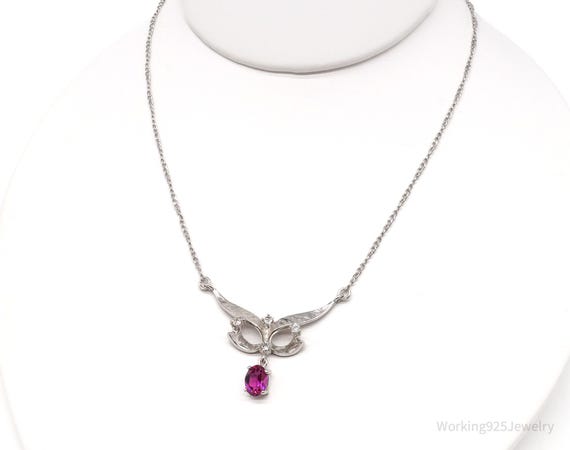 Vintage Simulated Ruby & Simulated Diamond Sterli… - image 4