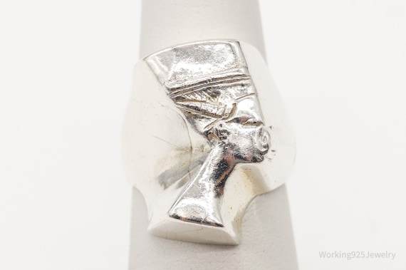 Vintage Egyptian Queen Nefertiti Silver Ring - Si… - image 2