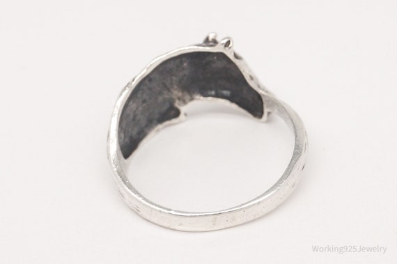 Vintage Equestrian Horse Silver Ring - Size 7.75 - image 6