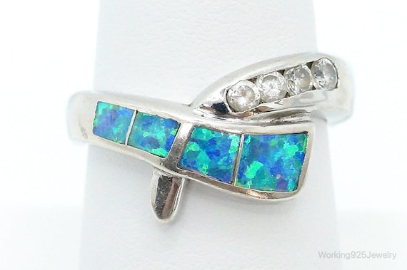 Designer AK Cubic Zirconia Opal Sterling Silver R… - image 1