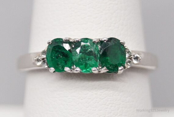JTV TGGC Emerald White Topaz Sterling Silver Ring… - image 1