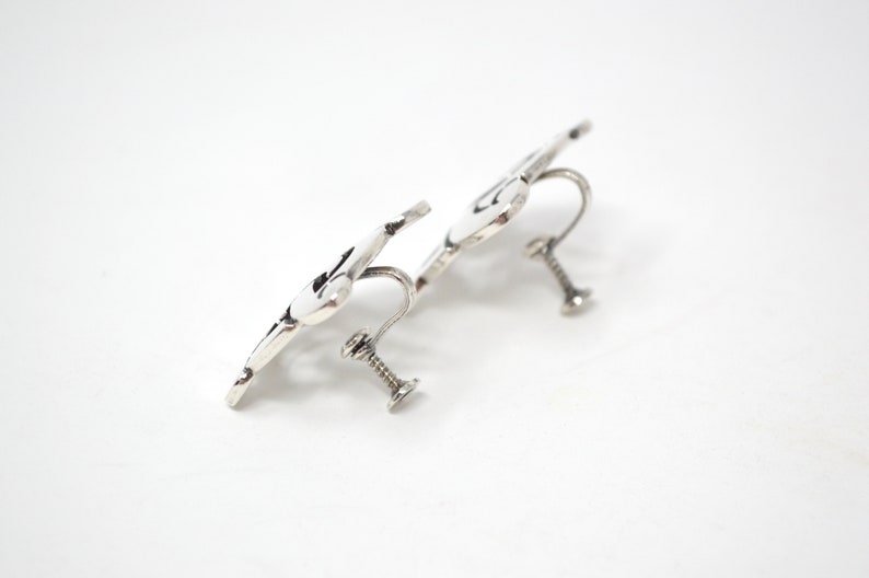Mexican Artisan Vintage Taxco Mexico Romero Sterling Silver Cutout Screw Back Clip On Earrings 590832368