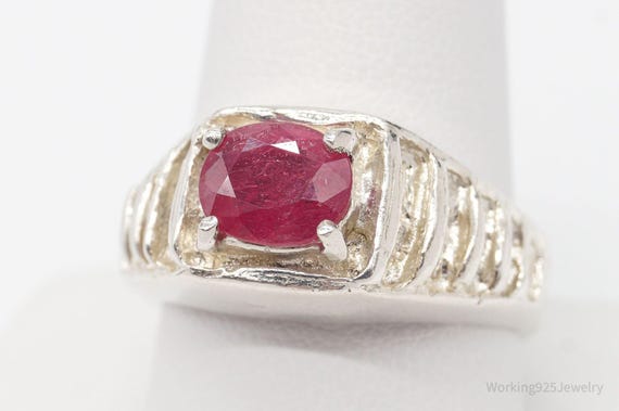 Vintage Ruby Sterling Silver Ring - Size 10.25 - image 3