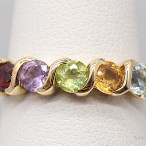 Vintage DBJ Multi Gemstone Gold Vermeil Sterling Silver Ring - Size 7.75