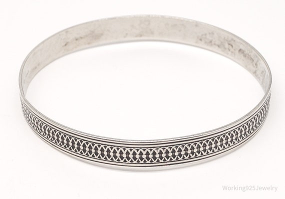 Antique Sterling Silver Bangle Bracelet - 7 5/8" - image 1