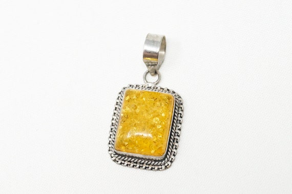 Large Vintage Amber Modernist Sterling Silver Nec… - image 2