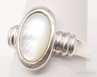 Bague vintage en argent sterling nacre - Taille 8,75