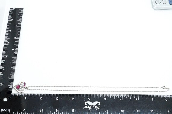 Designer Ruby Cubic Zirconia Heart Sterling Silve… - image 7