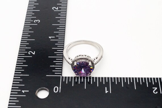 Vintage Amethyst Cubic Zirconia Sterling Silver R… - image 7