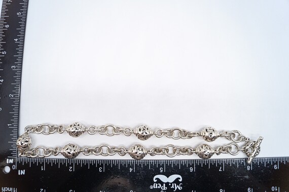 Vintage Scroll Swirl Pattern Silver Toggle Neckla… - image 9