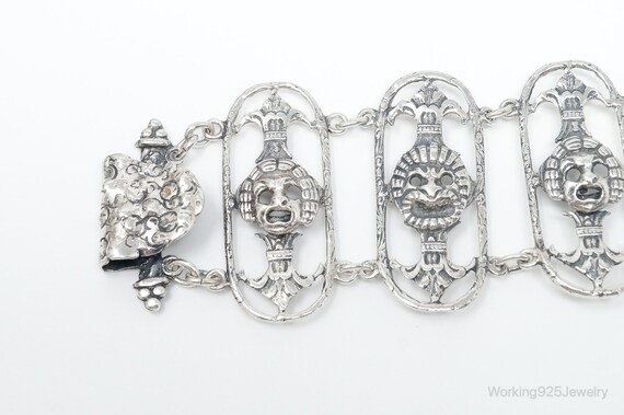 Antique Mask Sterling Silver Panel Bracelet - image 3