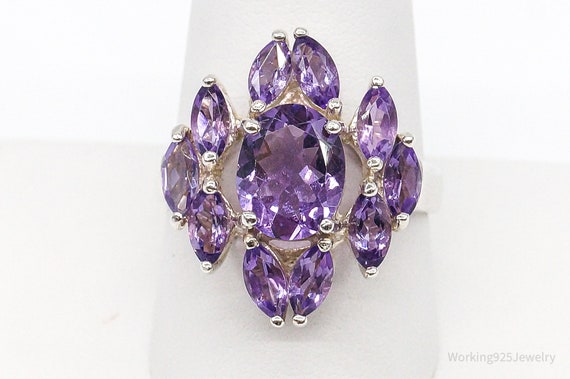 Large Amethyst Sterling Silver Ring - Size 9.75 - image 3