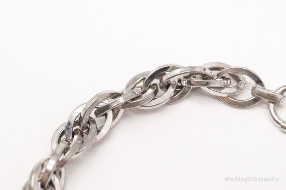 Antique Sterling Silver Chain Bracelet - 7 3/8" - image 4