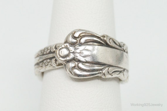 Antique 1881 Rogers Oneida Spoon Wrap Silver Ring… - image 1