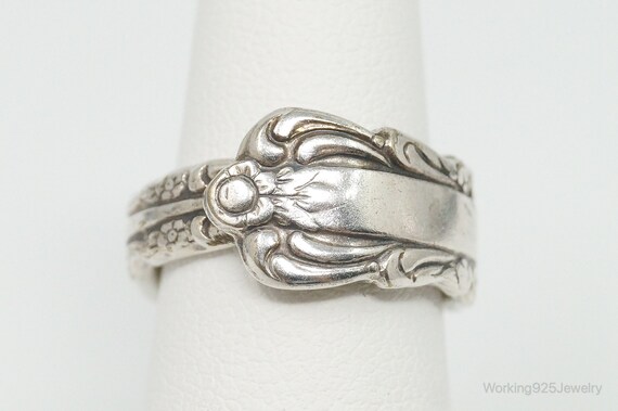 Antique 1881 Rogers Oneida Spoon Wrap Silver Ring… - image 1