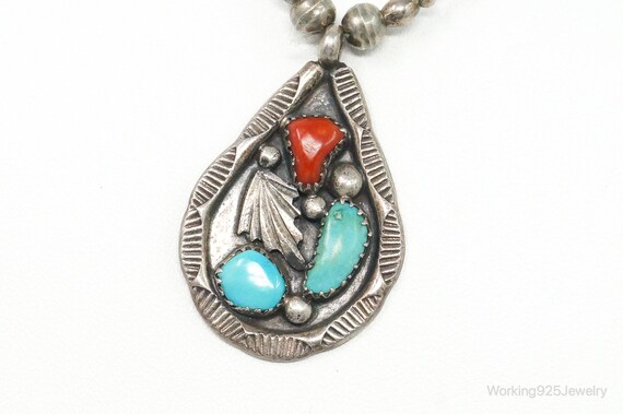 Vintage Native American Zuni Turquoise Coral Ster… - image 3