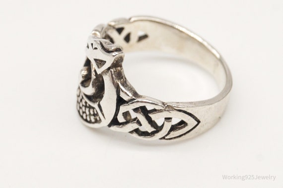 Vintage Dragon Celtic Knot Sterling Silver Ring -… - image 5