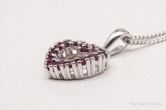 Vintage Designer Ross Simons Ruby Heart Sterling … - image 5