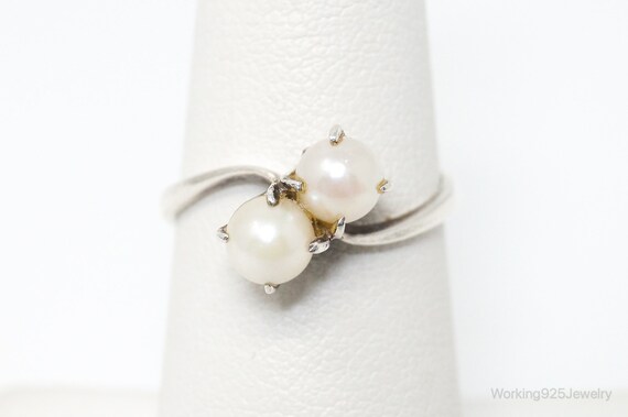 Antique Victorian Faux Pearl Silver Ring - SZ 6.75 - image 3