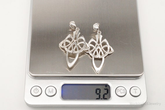 Vintage Celtic Knot Cross Sterling Silver Earrings - image 7