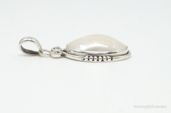 Large Vintage Pearl Sterling Silver Pendant - image 6