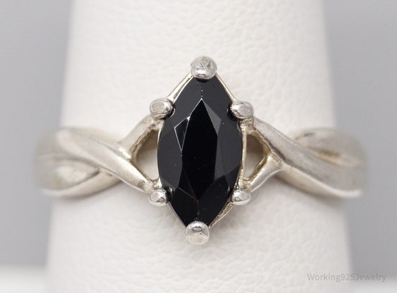 Vintage Avon Black Onyx Sterling Silver Ring - Si… - image 1