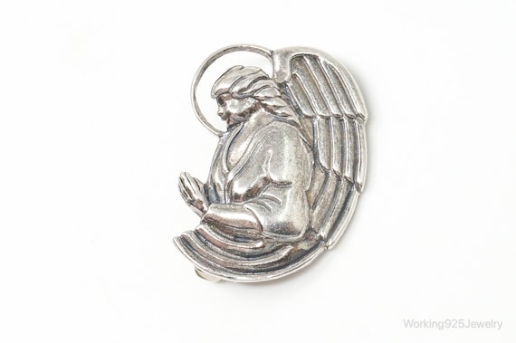 Vintage Designer Jezlaine Angel Praying Sterling … - image 1